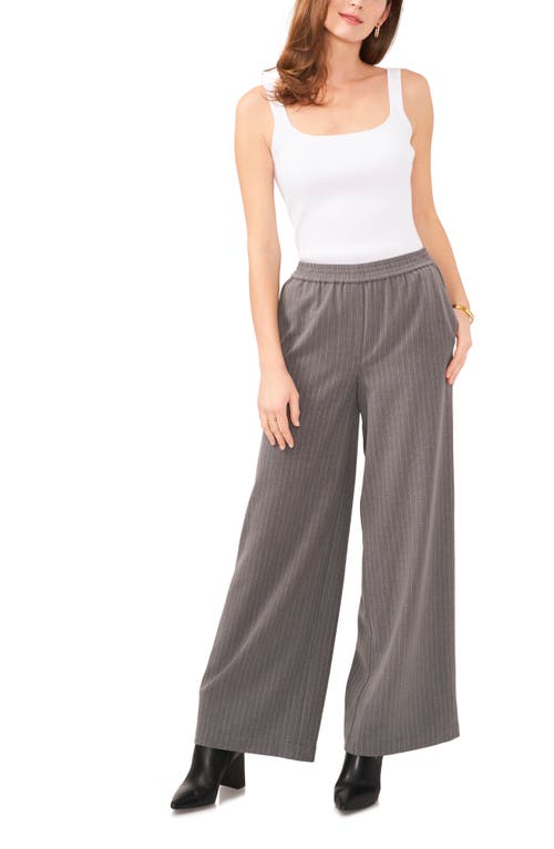 Shop Vince Camuto Pinstripe Wide Leg Pants In Steel Heather