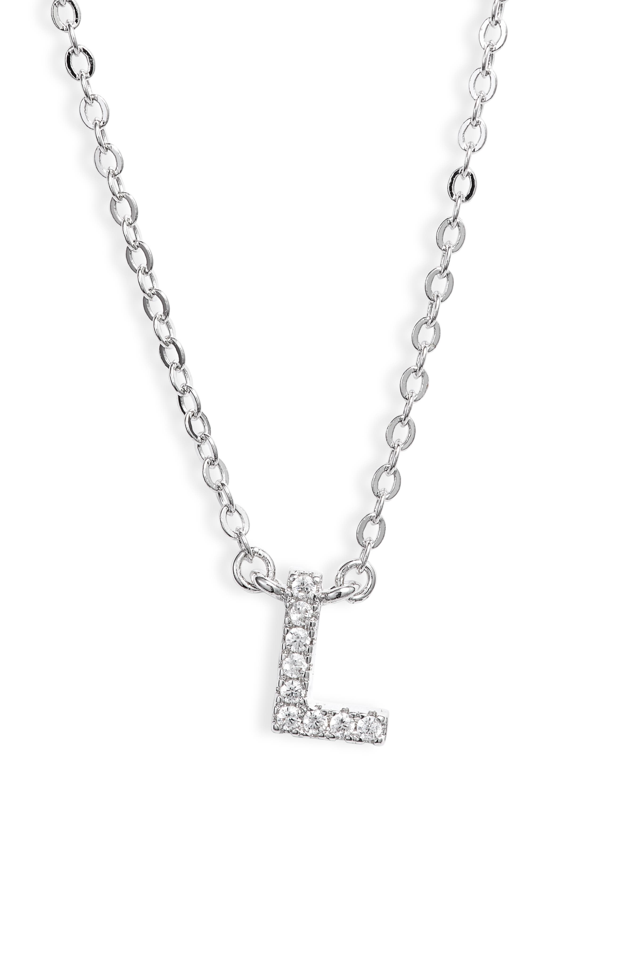 sterling silver cubic zirconia initial pendant necklace