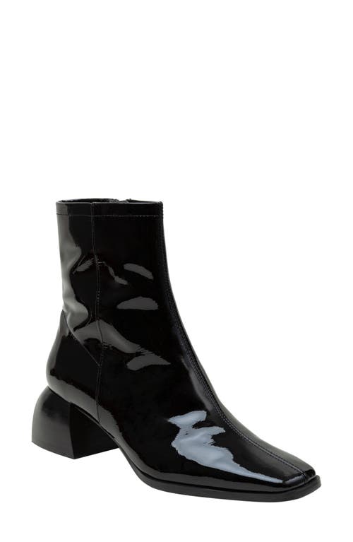 Linea Paolo Venata Block Heel Bootie In Black Patent