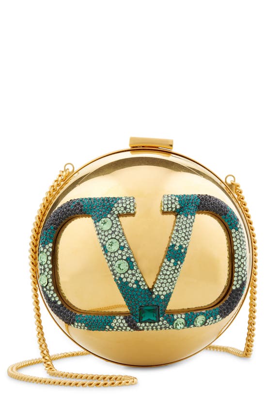 Valentino Garavani Vlogo Signature Evening Minaudière In Antique