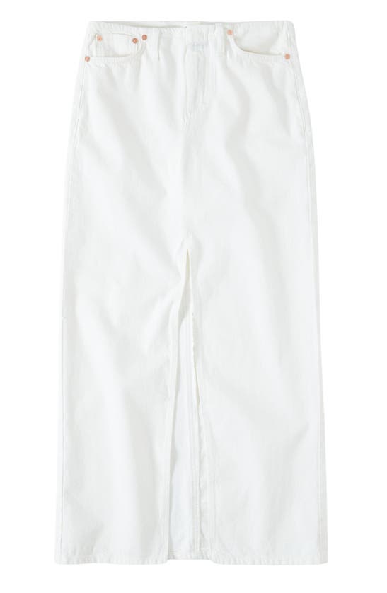 Shop Closed Front Slit Denim Midi Skirt In White