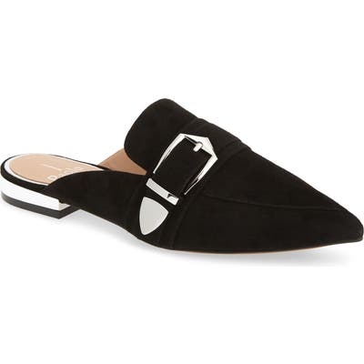 Linea Paolo Ace Buckle Pointed Toe Mule, Black