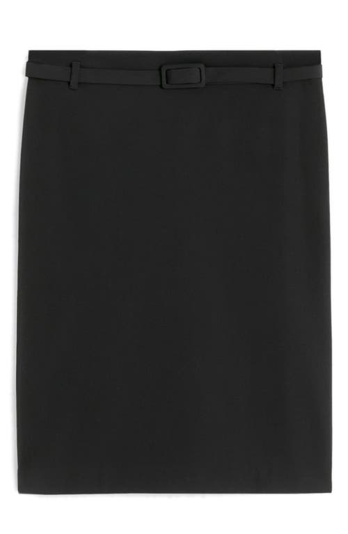 MANGO Belted Pencil Skirt Black at Nordstrom,