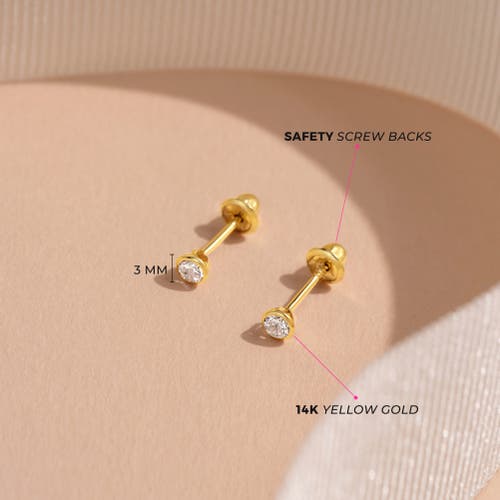 Shop In Season Jewelry 14k Tiny Bezel Cubic Zirconia Earrings In Gold
