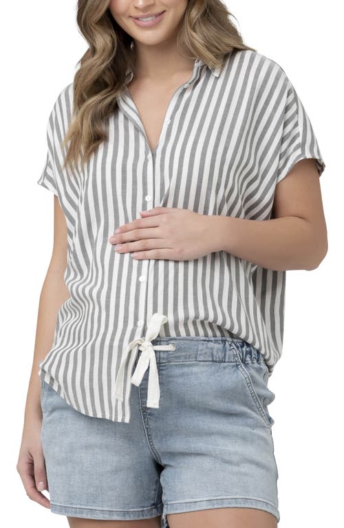 Ada Stripe Maternity Shirt in Black /White at Nordstrom, Size Medium