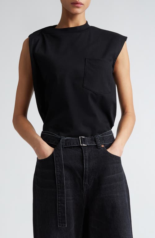 Sacai Asymmetric Cotton Jersey Top in Black at Nordstrom, Size 4