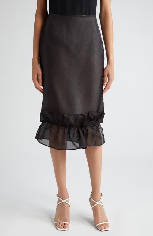 Frill Organic Silk Skirt in Black