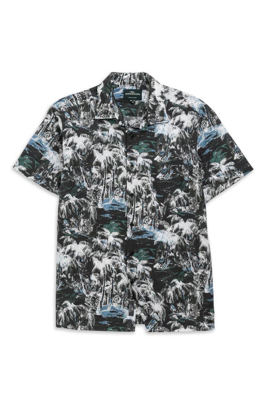 Shop Rodd & Gunn Dakota Street Tropical Print Short Sleeve Lyocell & Cotton Button-up Shirt In Twilight