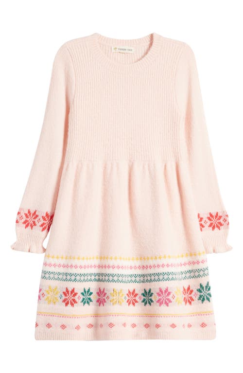 Tucker + Tate Kids' Long Sleeve Fair Isle Sweater Dress in Pink English Nordic Fairisle