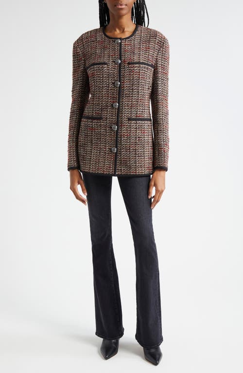 Shop Veronica Beard Watkins Tweed Dickey Jacket In Grey Multi