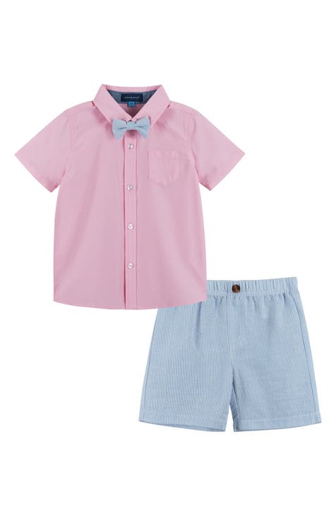 Woven Button-Up Shirt, Bow Tie & Shorts Set (Baby)