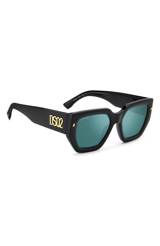 Shop Dsquared2 53mm Rectangular Sunglasses In Black/ Teal