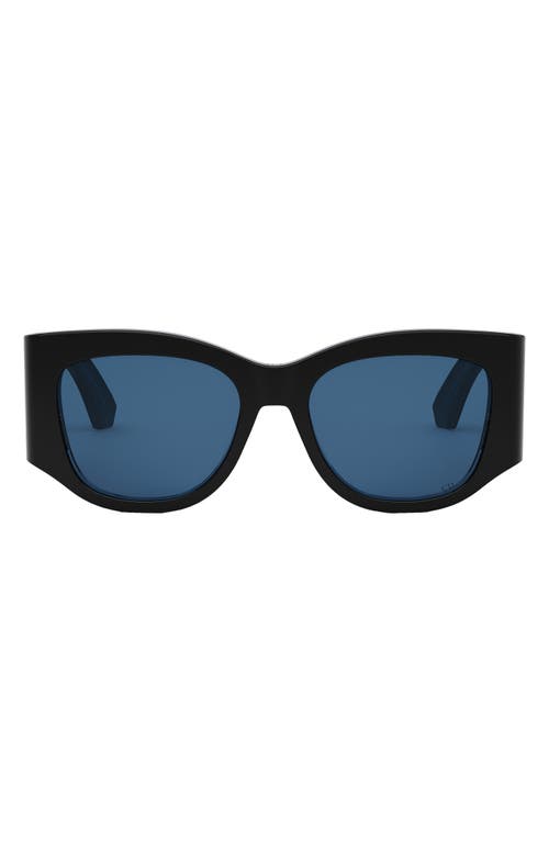 54mm DiorNuit S1I Square Sunglasses in Shiny Black /Blue 