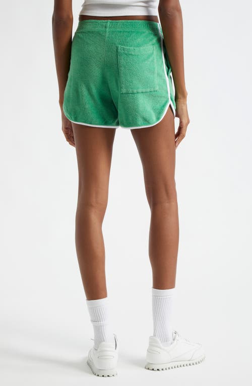 Sporty And Rich Sporty & Rich Italic Logo Cotton Terry Shorts In Verde
