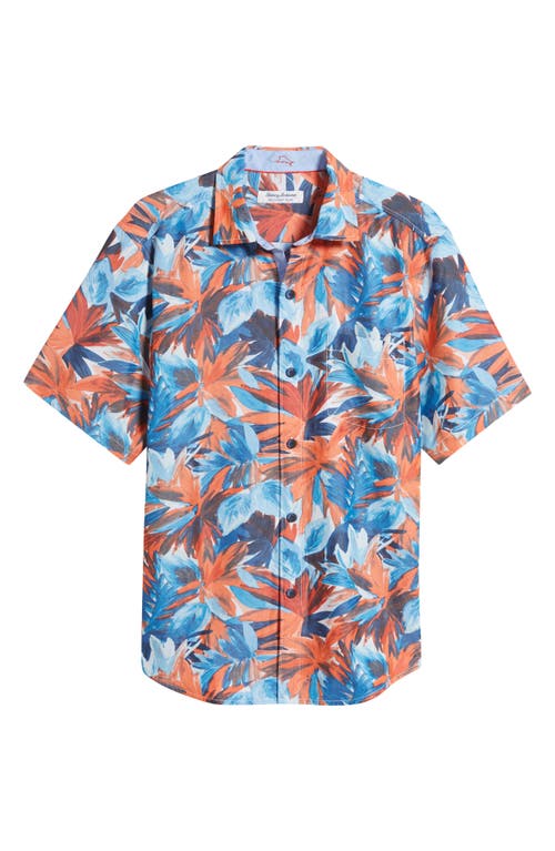 Shop Tommy Bahama Coconut Point Firecracker Floral Islandzone® Short Sleeve Performance Button-up Shirt In Poppy Red