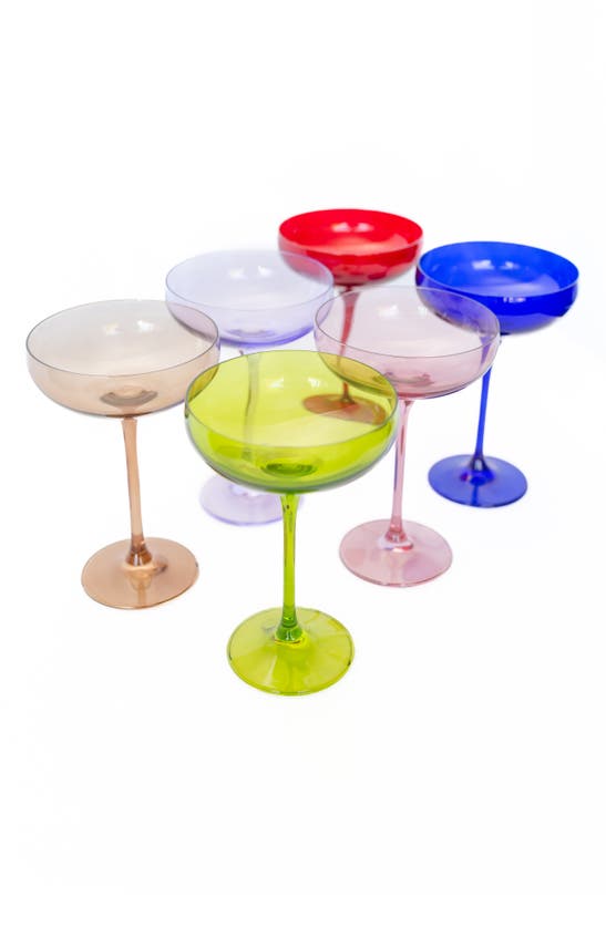 Estelle Colored Glass Set Of 6 Stem Coupes In Mixed