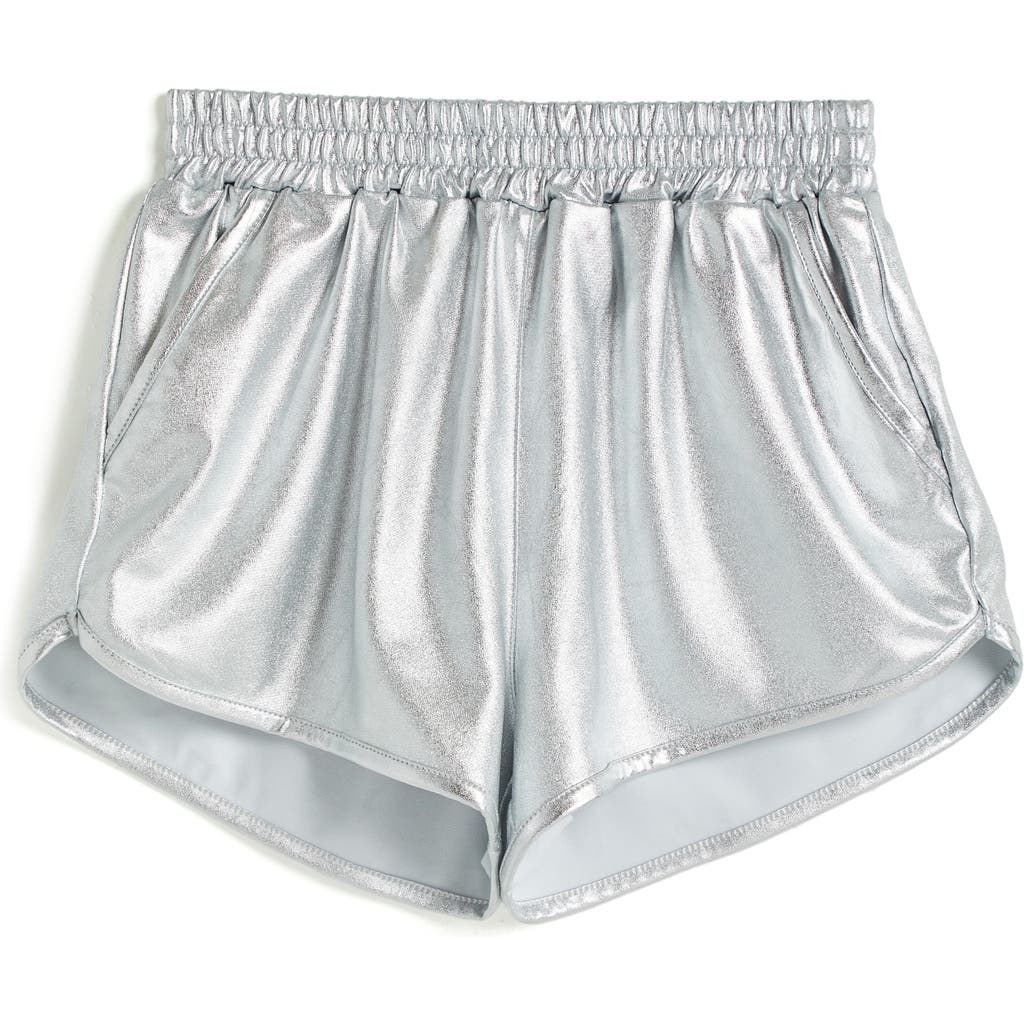 Tractr Kids' Metallic Dolphin Shorts In Silver