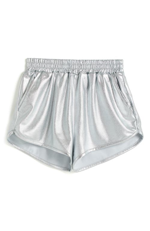 Shop Tractr Kids' Metallic Dolphin Shorts In Silver