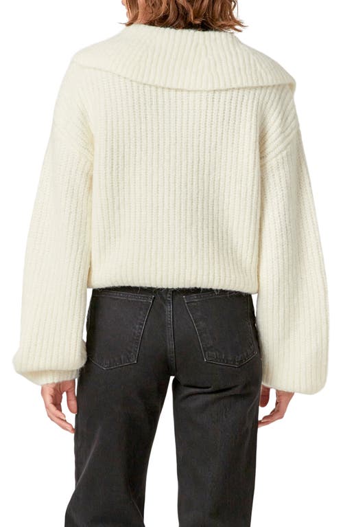 Shop English Factory Collar Chunky Sweater In Ivory