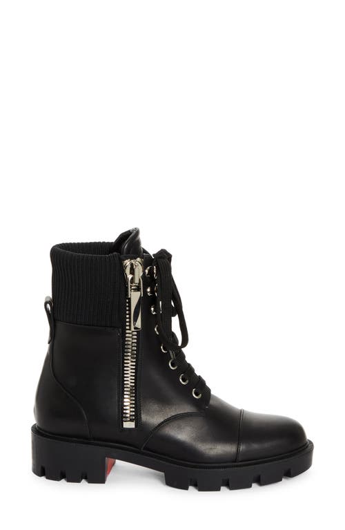Christian Louboutin En Hiver Lug Leather Combat Boots In Black