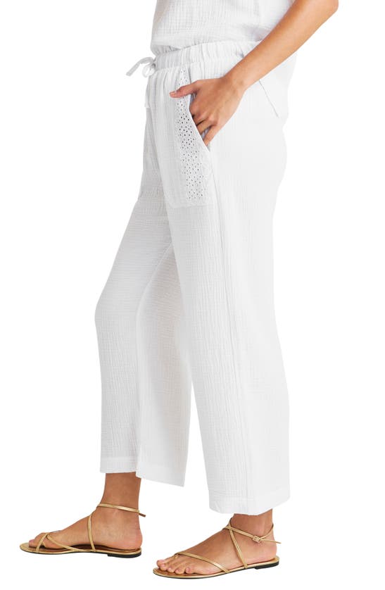 Shop Splendid Kit Eyelet Trim Cotton Gauze Crop Pants In White