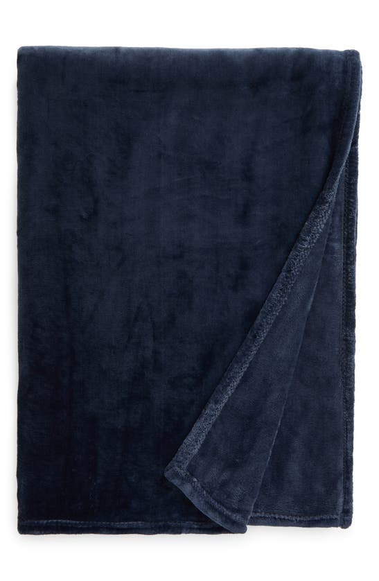 Shop French Connection Plush Throw In Navy