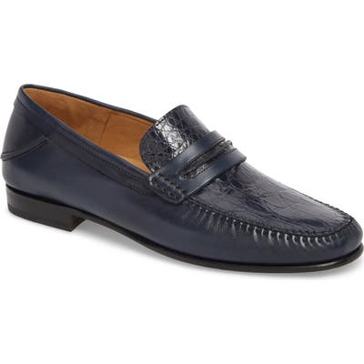 Mezlan Kronos Moc Toe Penny Loafer, Blue