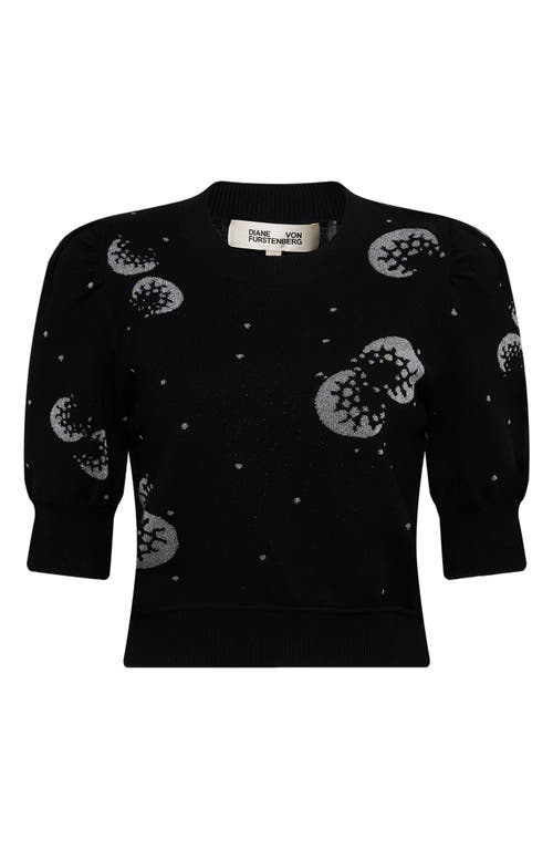 Shop Dvf Willa Short Puff Sleeve Sweater In Moon Landing Lg