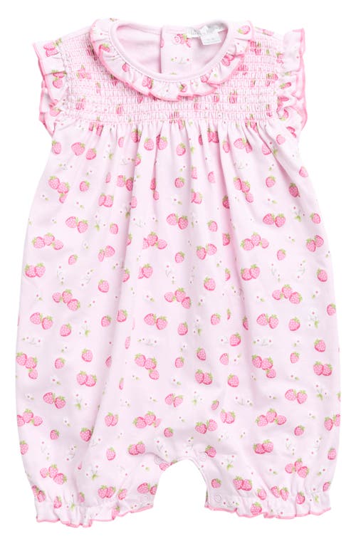 Kissy Kissy Strawberry Print Pima Cotton Romper in Pink at Nordstrom, Size 9M