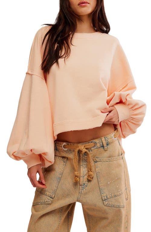 Shop Free People Trish Balloon Sleeve Sweatshirt In Summer Peach