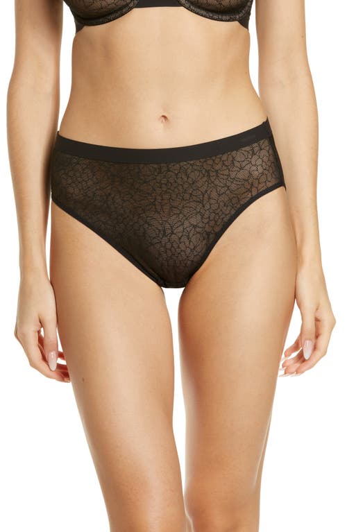 Wacoal Lace & Mesh High Cut Panties in Black at Nordstrom, Size Small