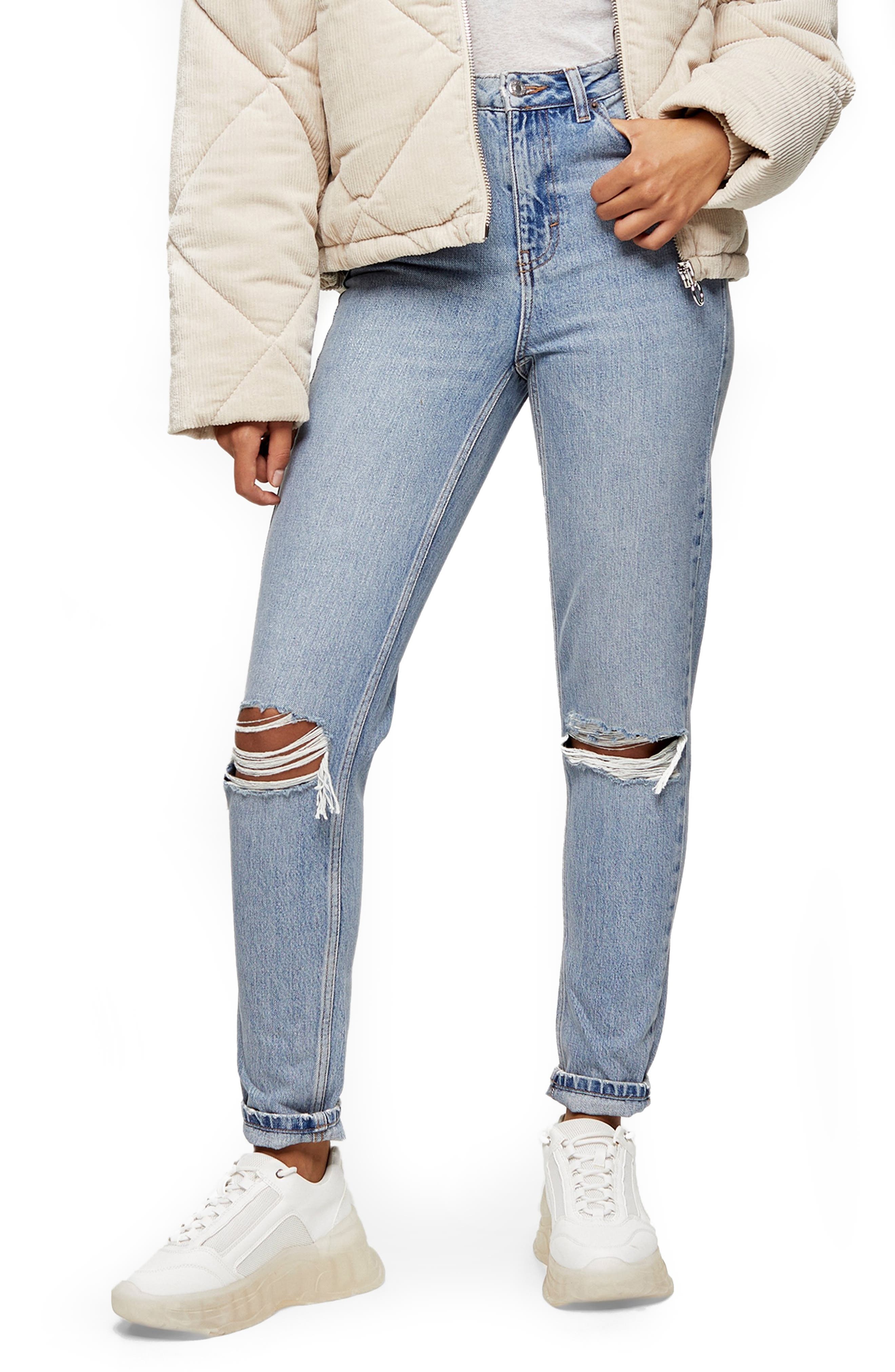 topshop petite ripped mom jeans