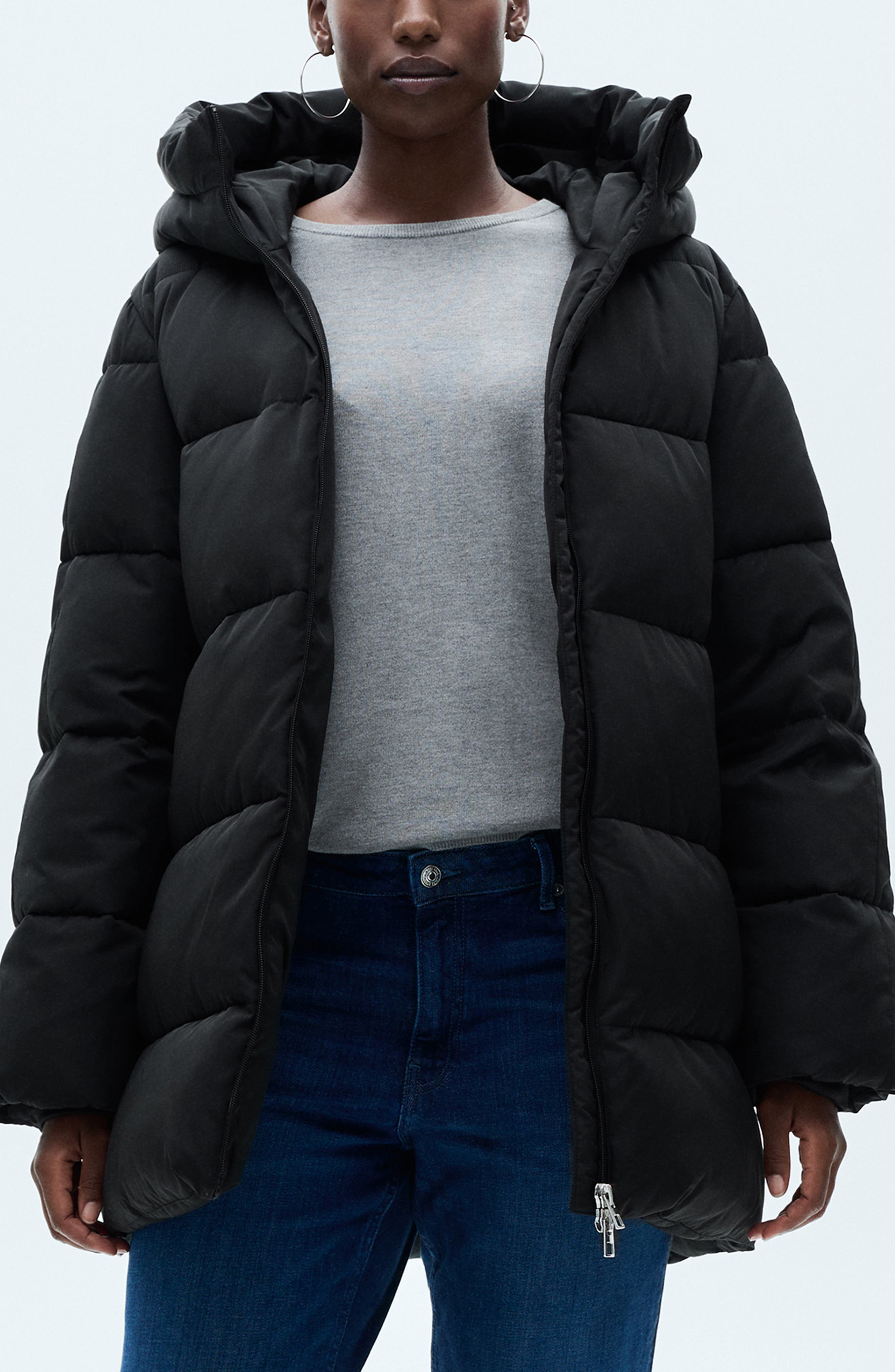 MANGO Hooded Water Repellent Puffer Jacket in Black Cover