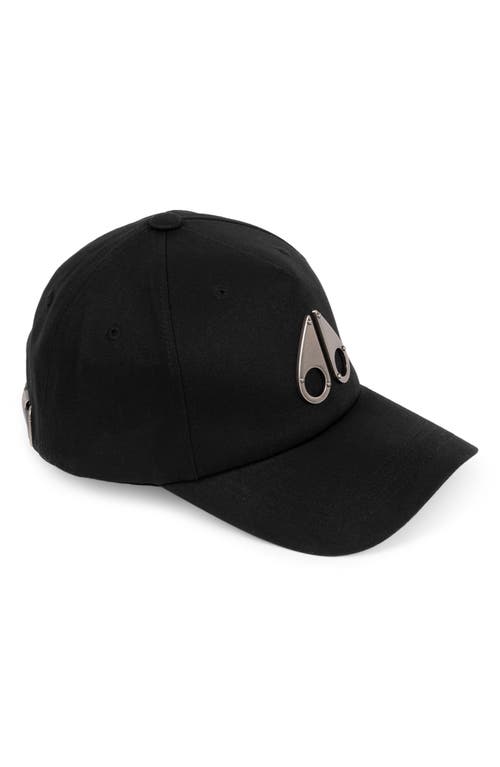 Moose Knuckles Icon Cotton Twill Logo Cap in Black/Nickel