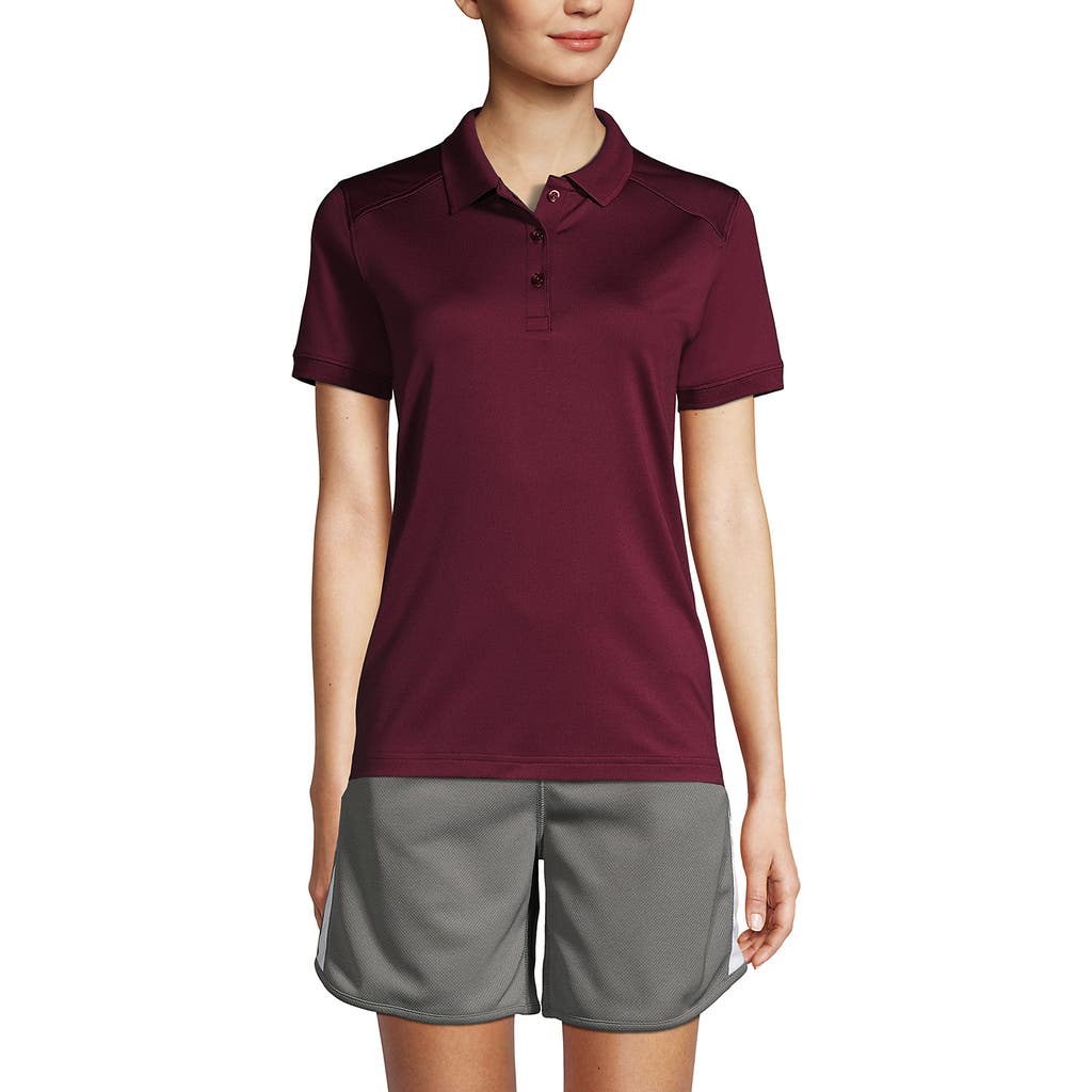 Lands' End School Uniform Young Short Sleeve Rapid Dry Polo Shirt In Burgundy