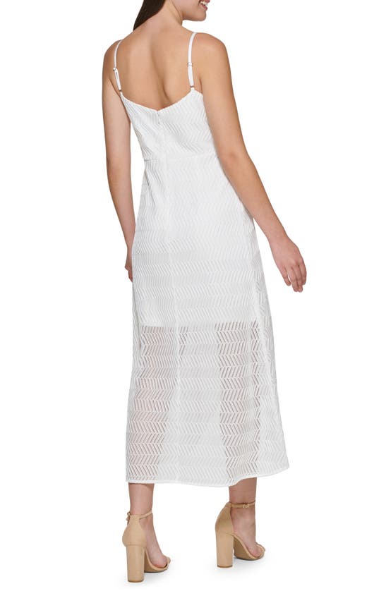 Shop Guess Chevron Mesh High-low Dress In White
