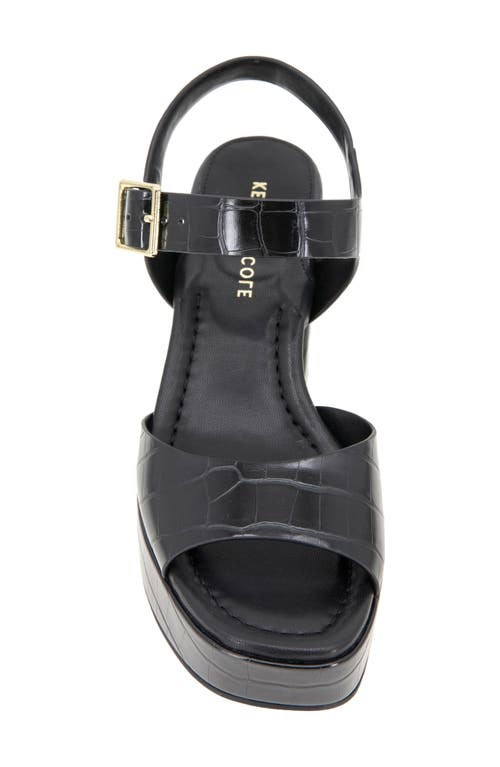 Kenneth Cole Dolly Ankle Strap Platform Heeled Sandal In Black Croco