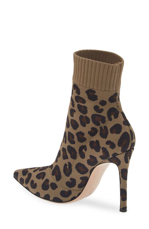 Gianvito Rossi Leopard Print Knit Stretch Bootie In Leopard