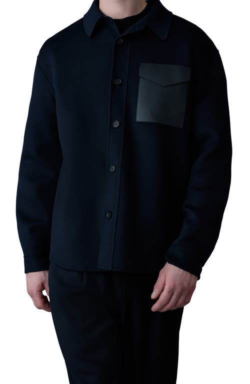 Shop Mackage Emmanuel Double Face Wool Overshirt In Navy