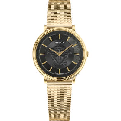 Versace V-Circle Mesh Strap Watch,