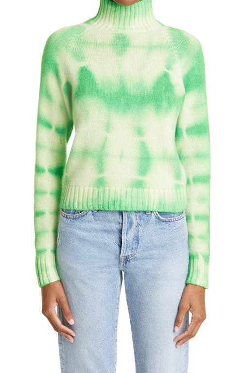 The Elder Statesman Women's Tie Dye Turtleneck Cashmere Sweater in Ivory W/Matcha