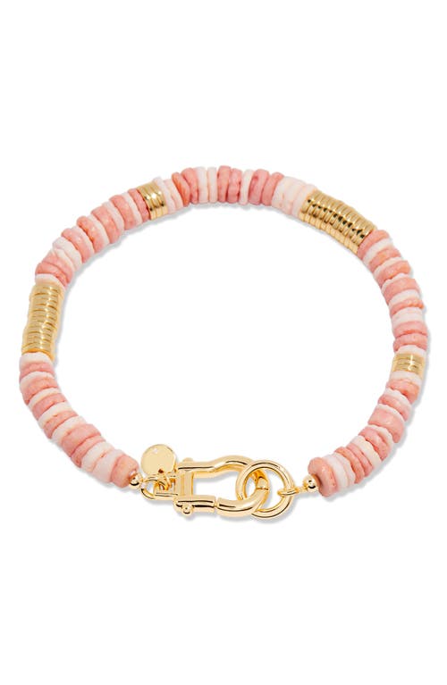 Capri Beaded Shell Bracelet in Gold/Pink