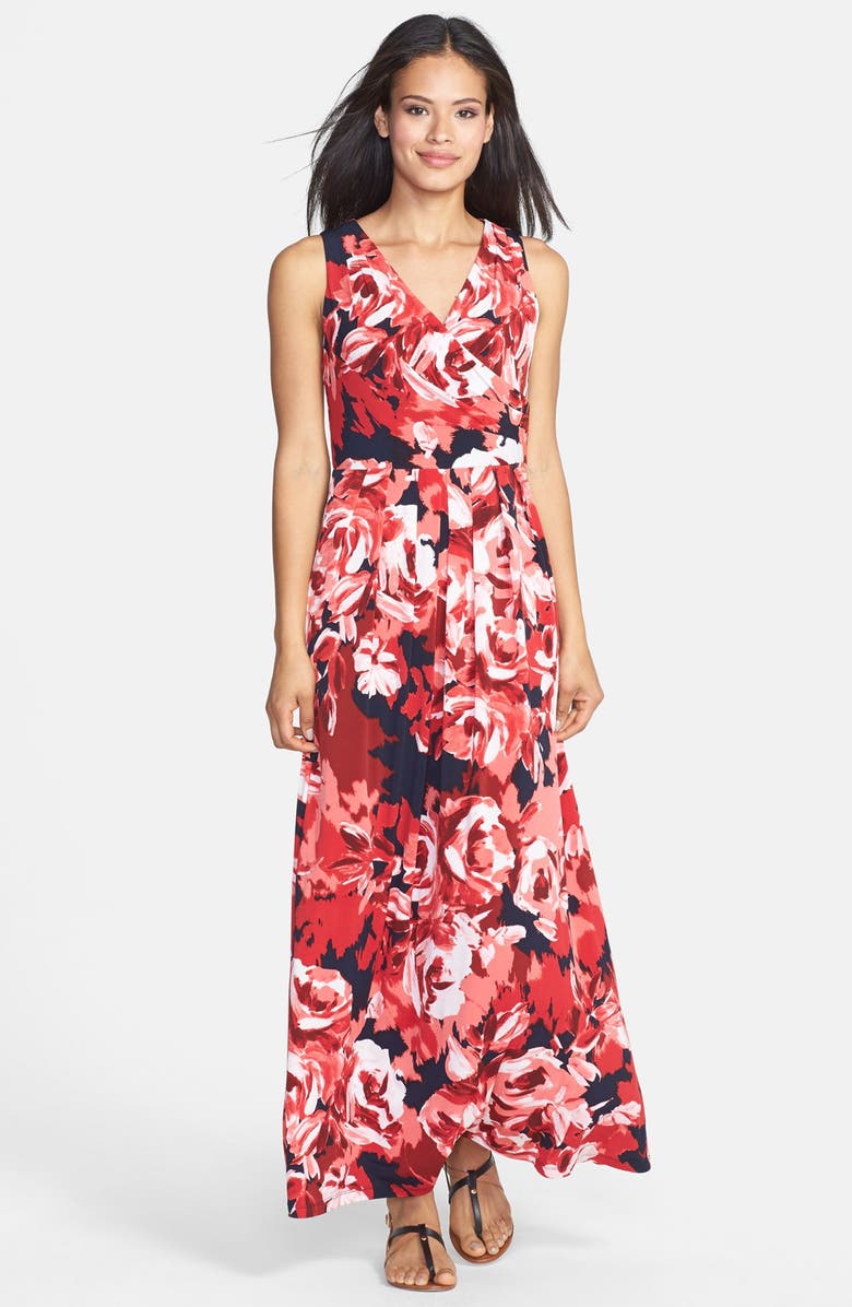 Donna Ricco Blurred Rose Print Maxi Dress | Nordstrom