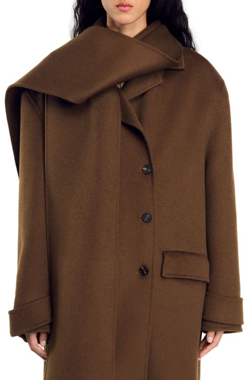 Shop Sandro Oversized Wool Coat In Olive Green