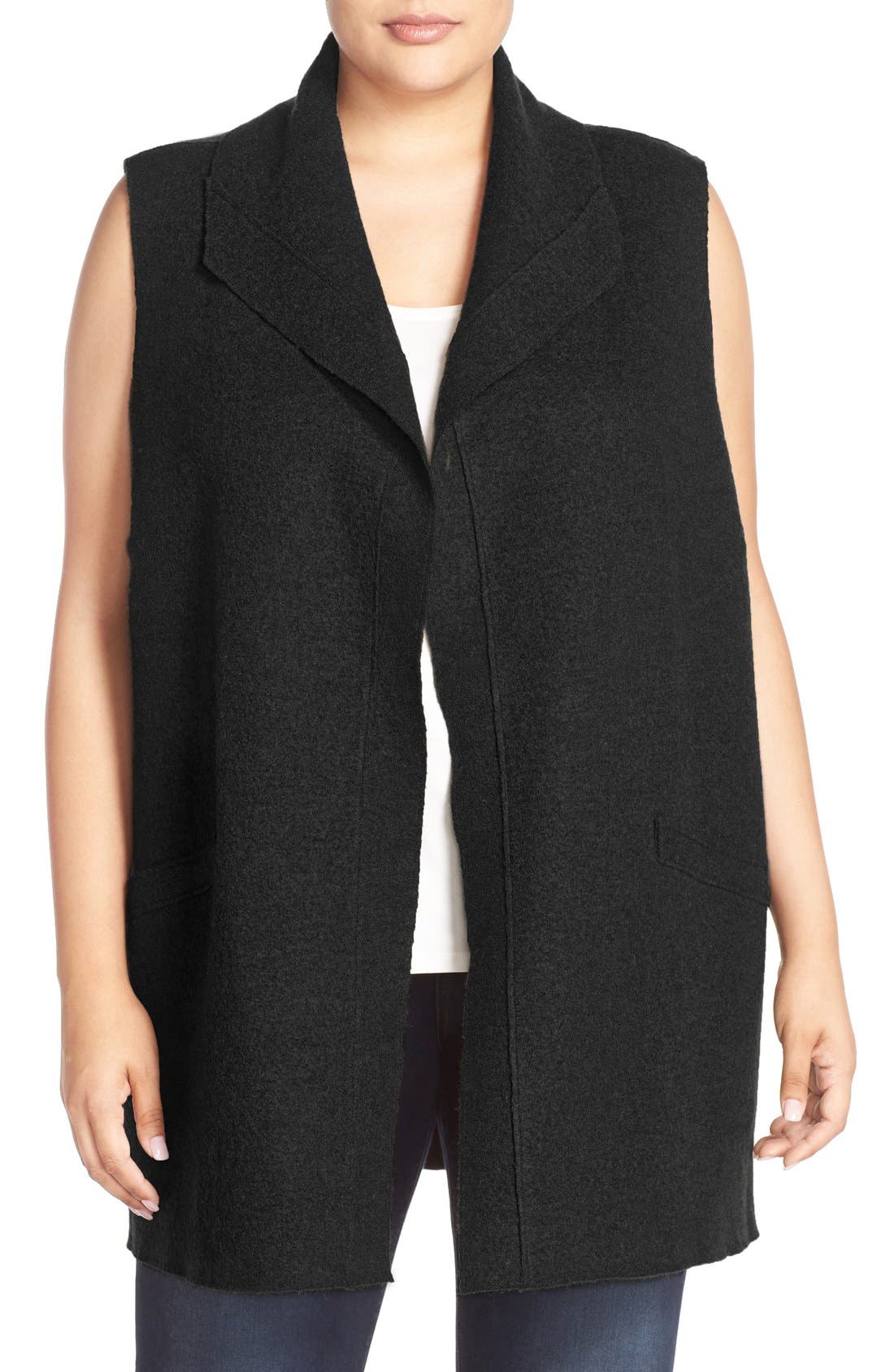 Eileen Fisher Boiled Wool Funnel Neck Vest (Plus Size) Nordstrom