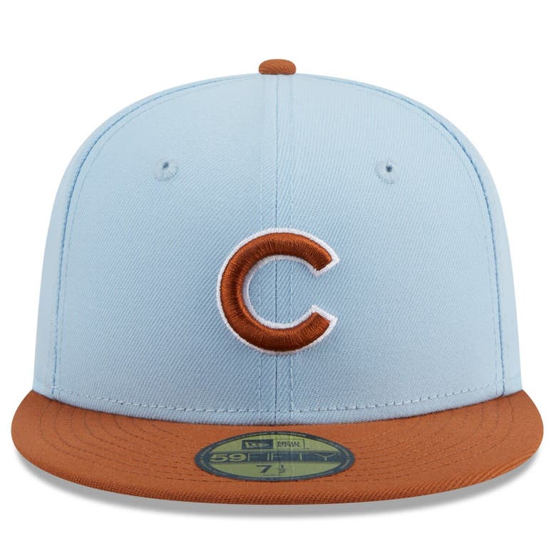Shop New Era Light Blue/brown Chicago Cubs Spring Color Basic Two-tone 59fifty Fitted Hat