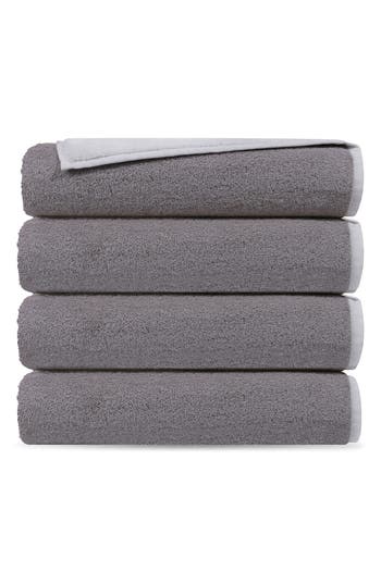 Brooks Brothers Set Of 4 Double Face Turkish Cotton Hand Towels In Grey/white