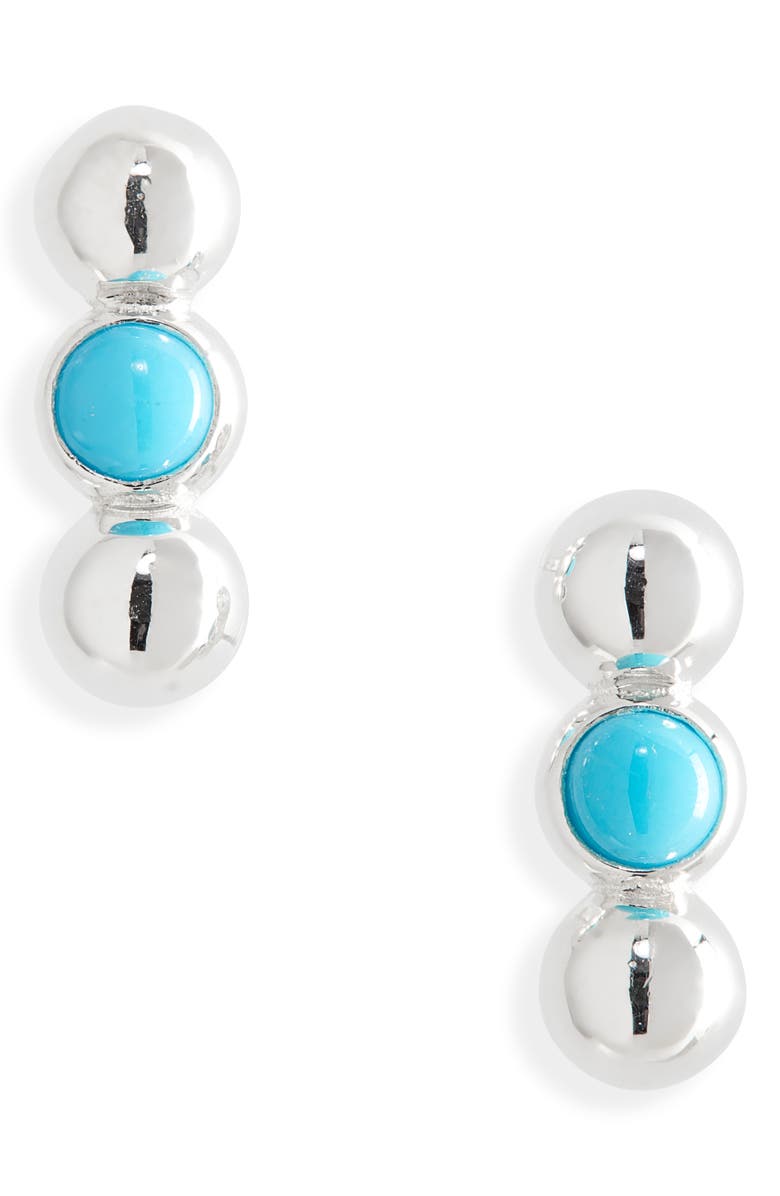 ANZIE Dew Drop Turquoise & Silver Stud Earrings, Main, color, Silver