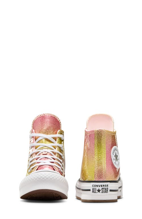Converse Kids' Chuck Taylor® All Star® Eva Lift High Top Glitter Platform Sneaker In Butter/ Donut Glaze/ White