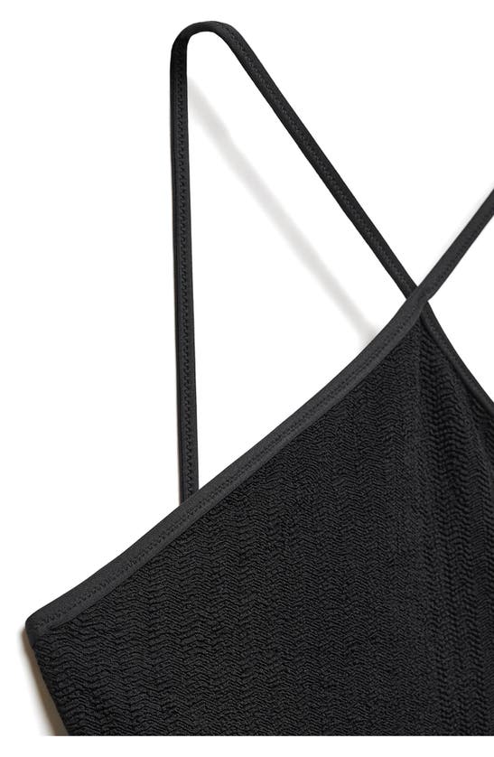 Shop Mango Textured One-piece Swimsuit In Black